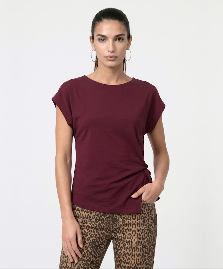 Dames T-shirt bordeaux