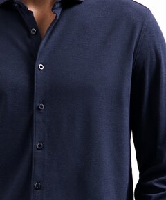 Heren overhemd lange mouw blauw