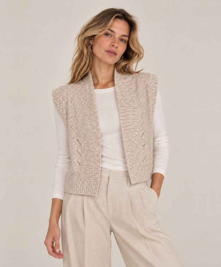 Dames gilet beige