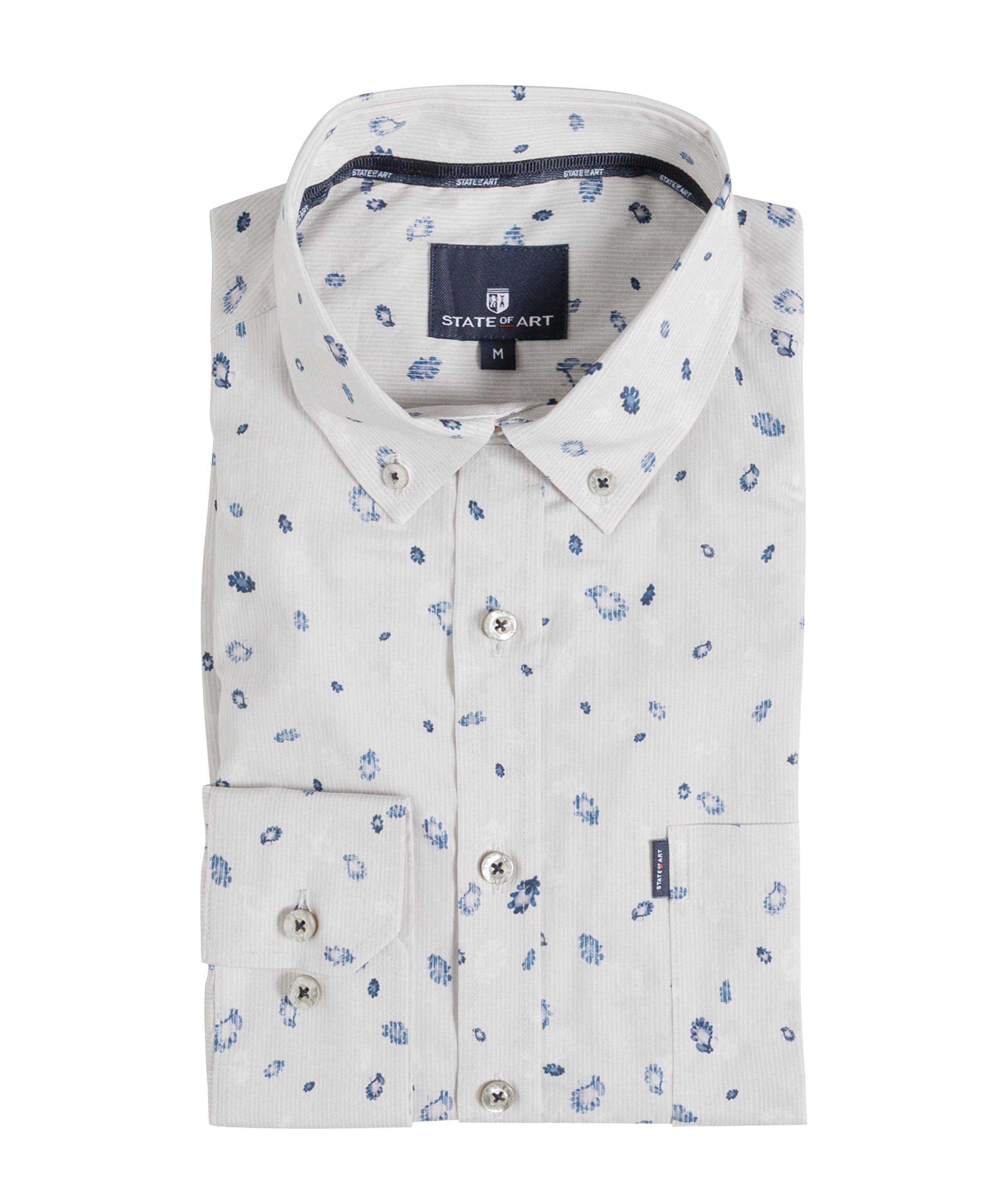 Heren overhemd lange mouw beige