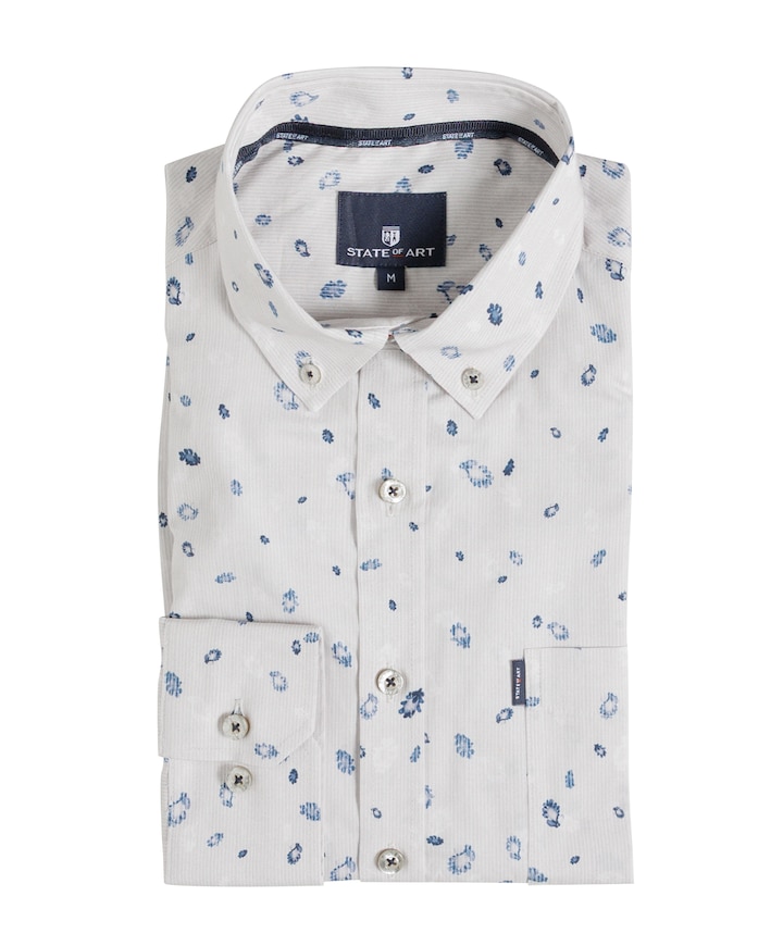 Heren overhemd lange mouw beige