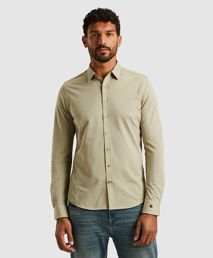 Heren overhemd lange mouw groen