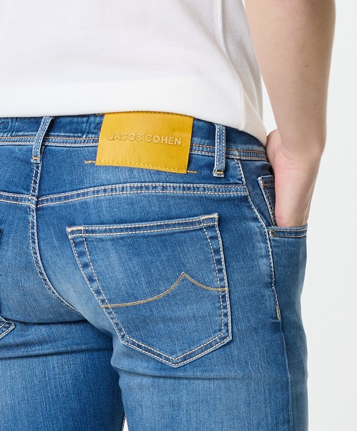 Nick Slim 5 Pocket heren jeans blauw