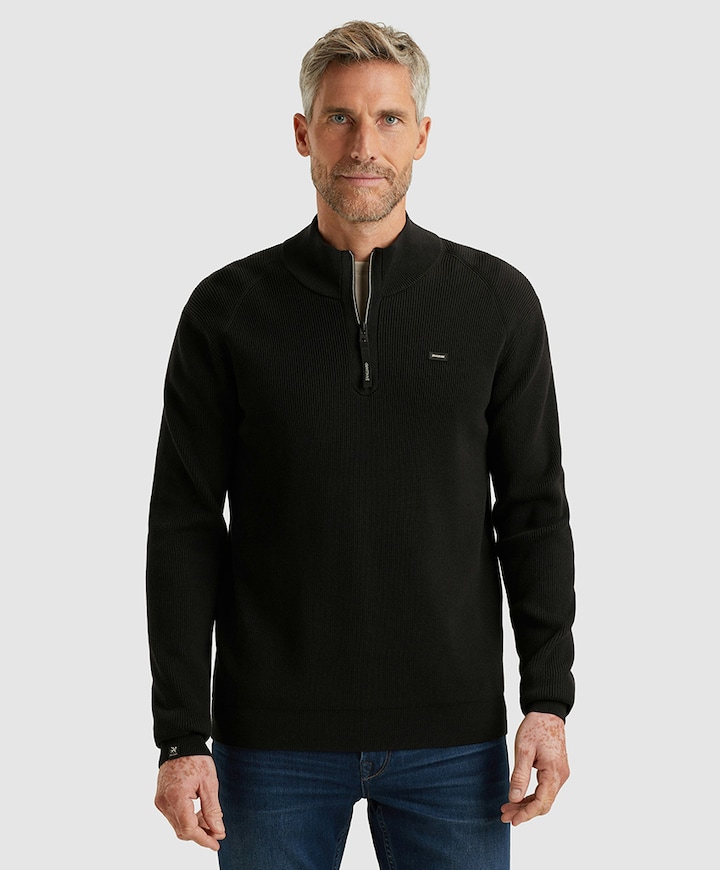 Heren trui met rits zwart