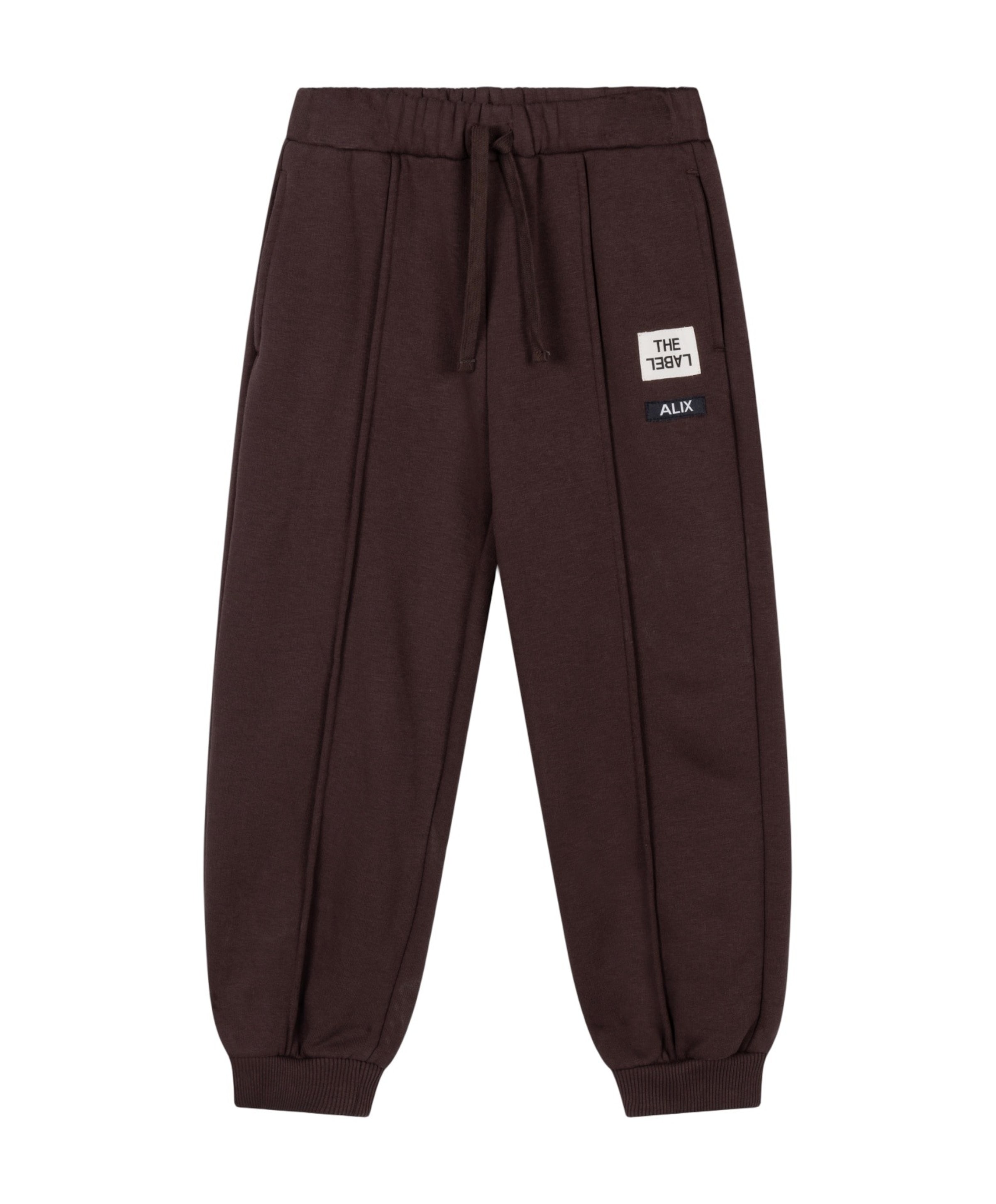 knitted pintuck uniseks broek bruin