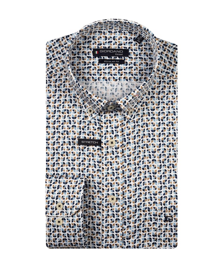 Heren overhemd lange mouw blauw