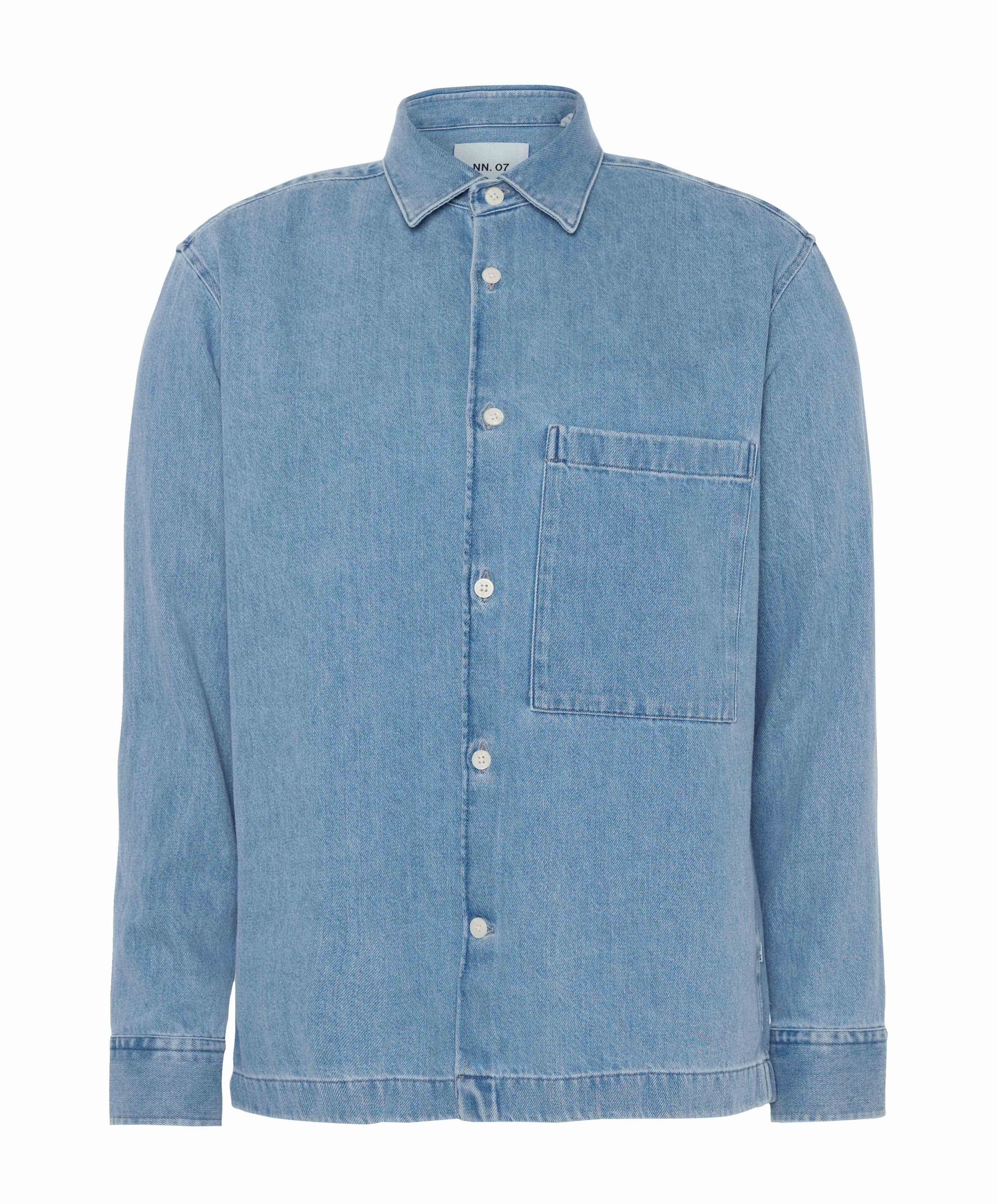 Heren overhemd lange mouw blauw