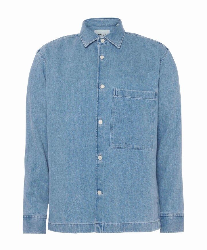 Heren overhemd lange mouw blauw
