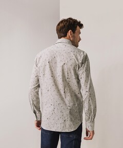 Heren overhemd lange mouw grijs