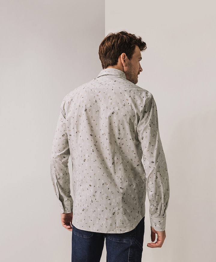 Heren overhemd lange mouw grijs