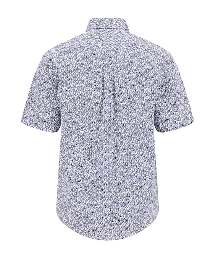 Heren overhemd korte mouw blauw