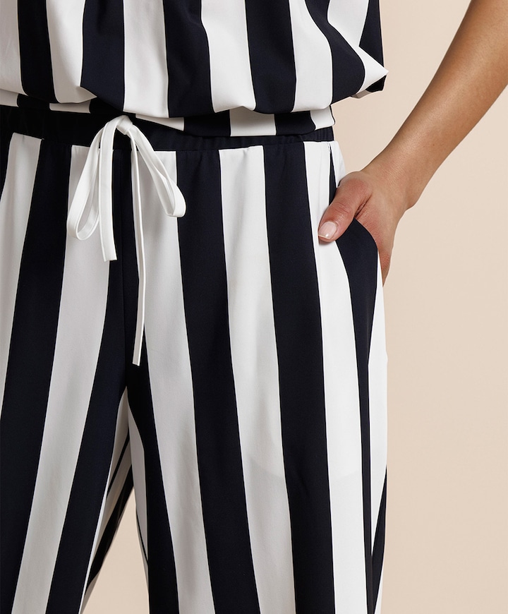Grace stripe culotte dames broek zwart