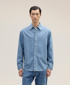 Heren overhemd lange mouw blauw