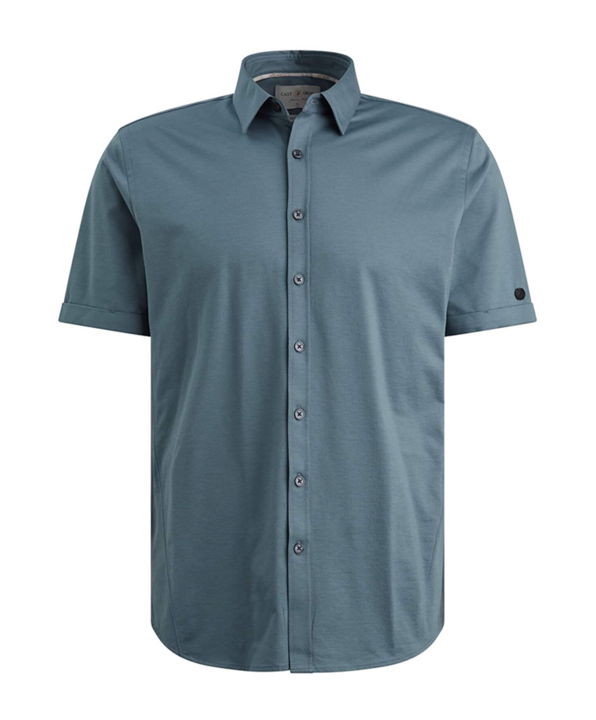 Heren overhemd korte mouw blauw