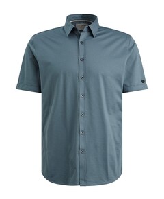 Heren overhemd korte mouw blauw
