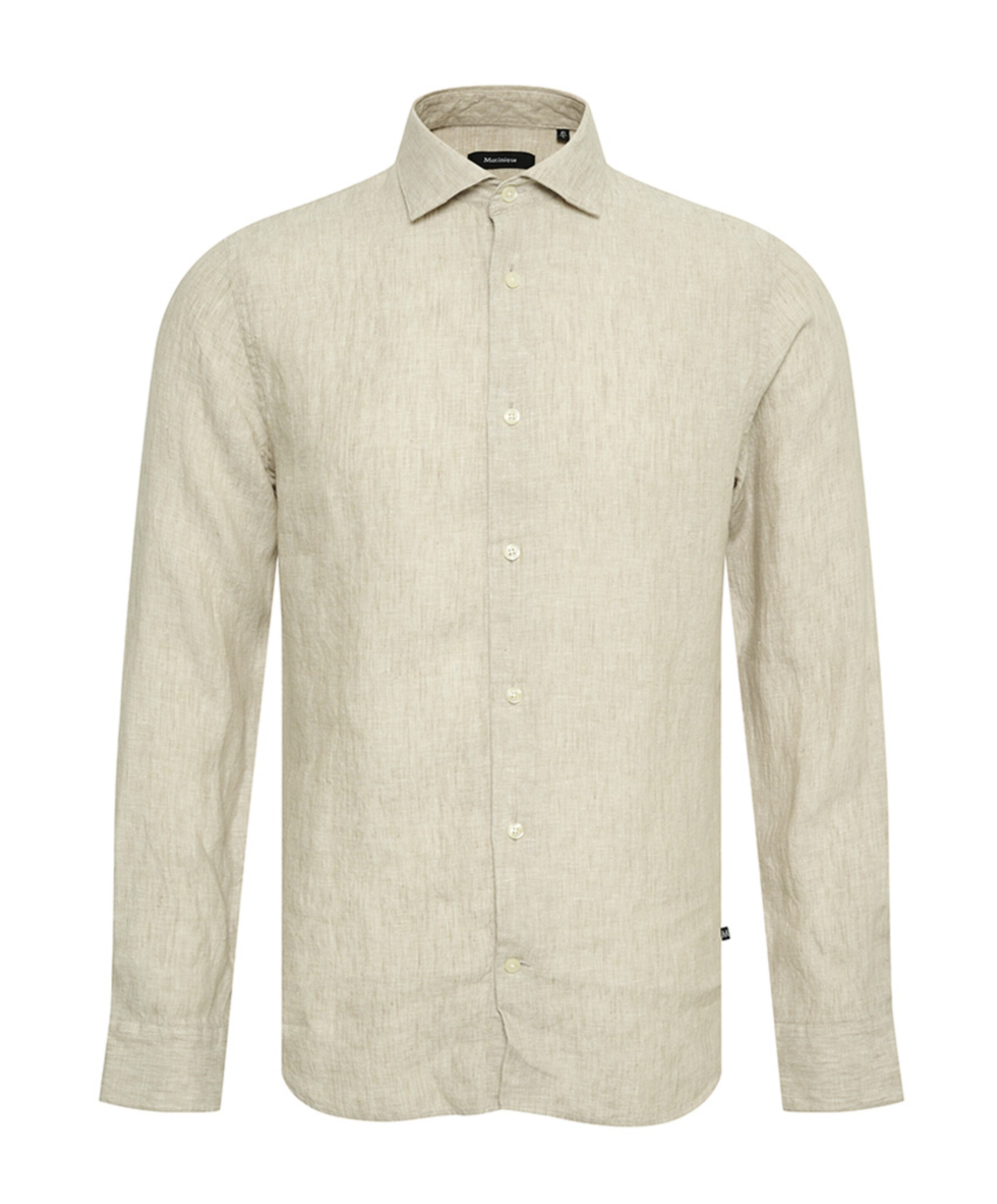 Heren overhemd lange mouw beige