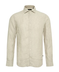 Heren overhemd lange mouw beige