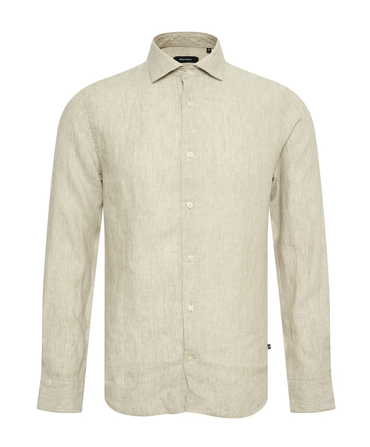 Heren overhemd lange mouw beige