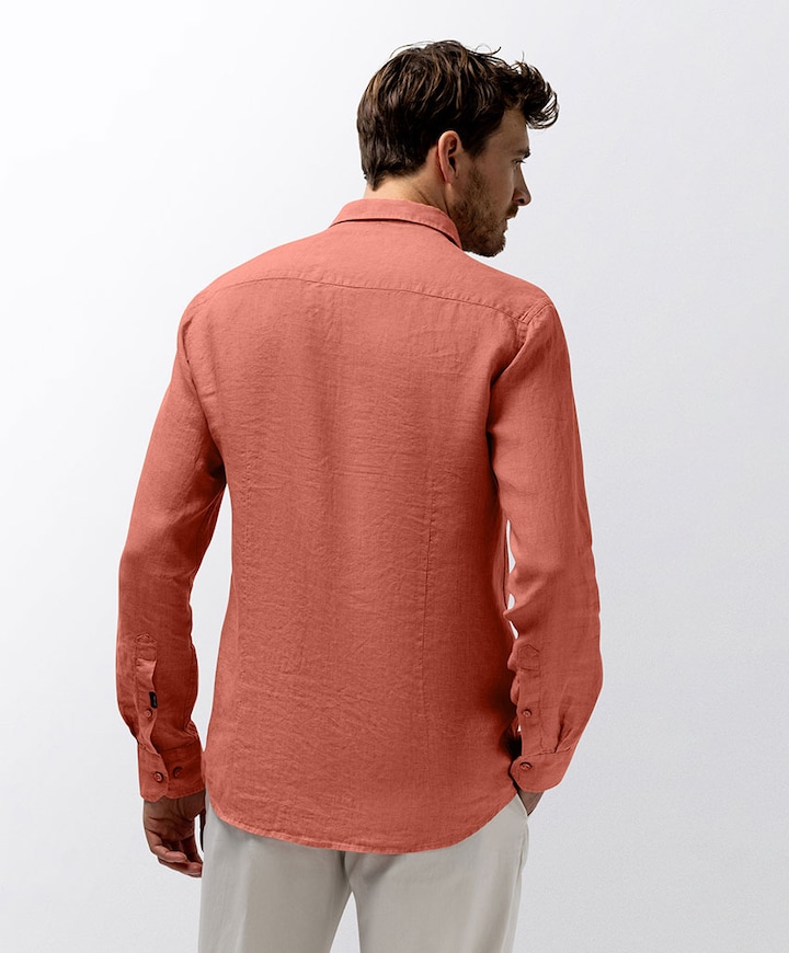 Heren overhemd lange mouw roze