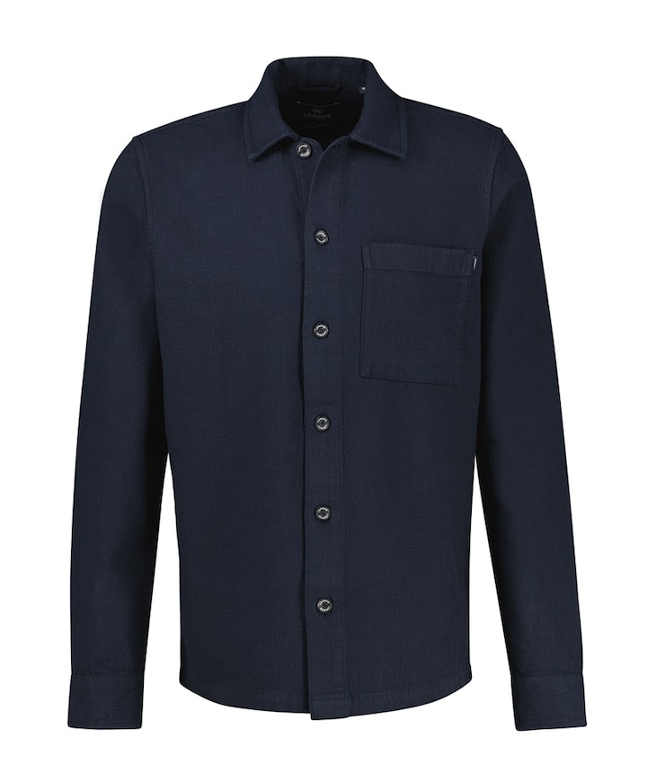Heren overhemd lange mouw blauw