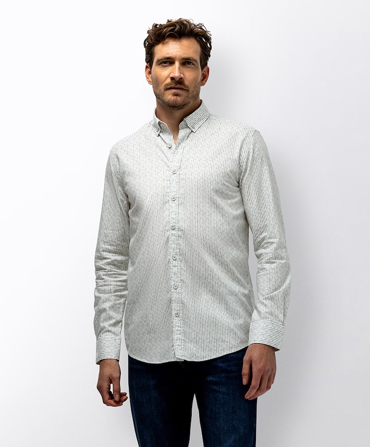 Heren overhemd lange mouw groen