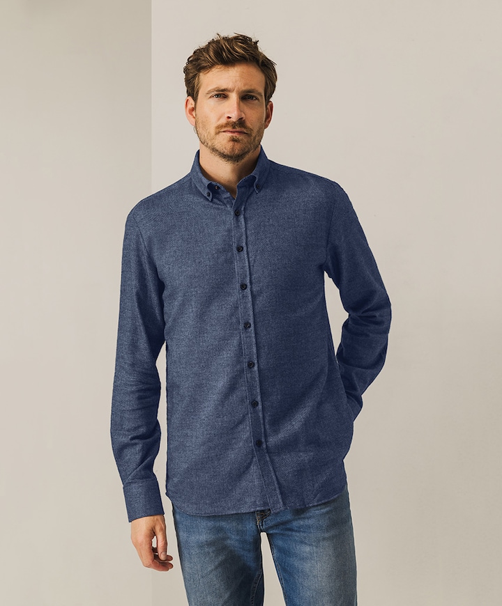 Overhemd lange mouw blauw