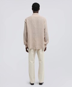 Heren overhemd lange mouw beige