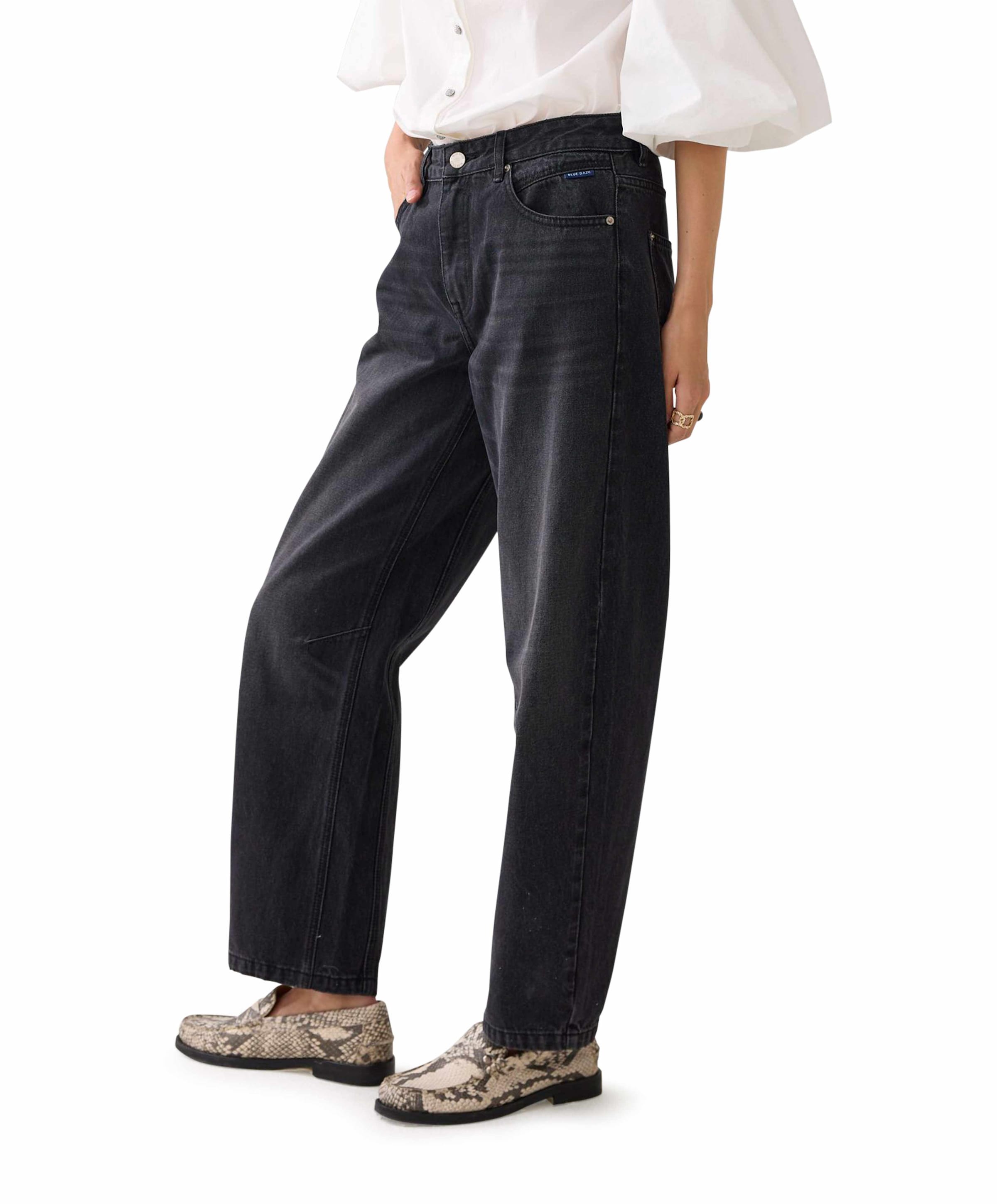 Cocoon fit black cotton jeans zwart