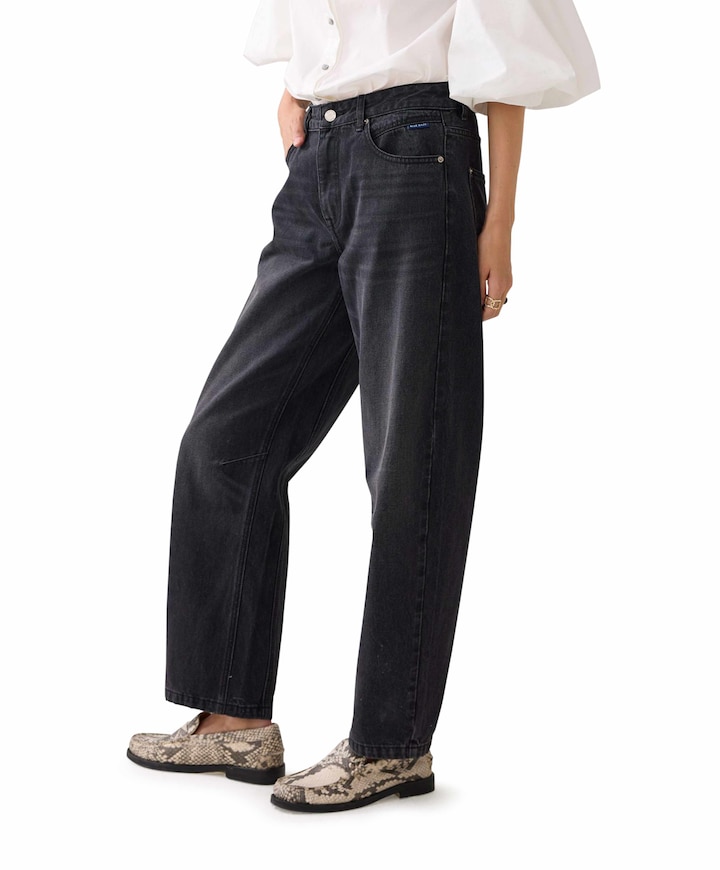 Cocoon fit black cotton jeans zwart