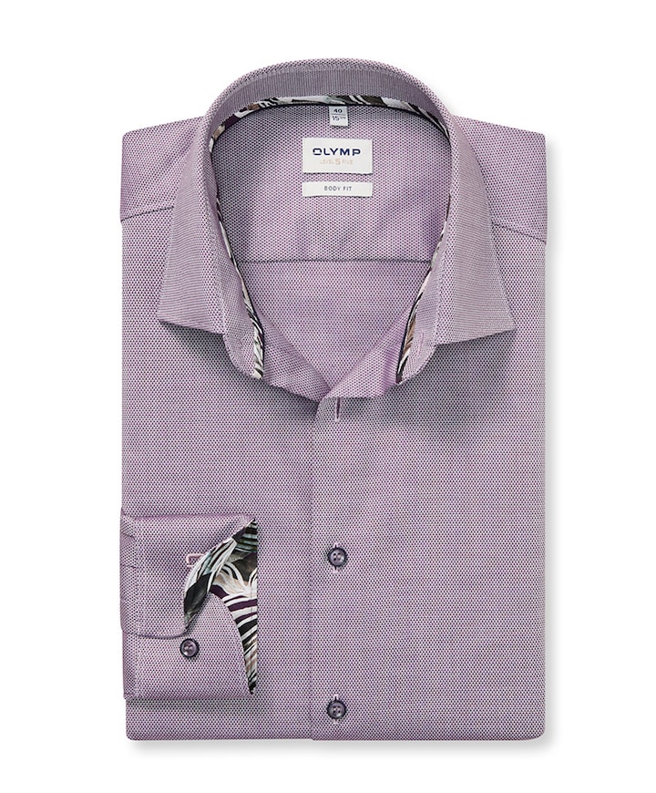 Heren overhemd extra lange mouw paars