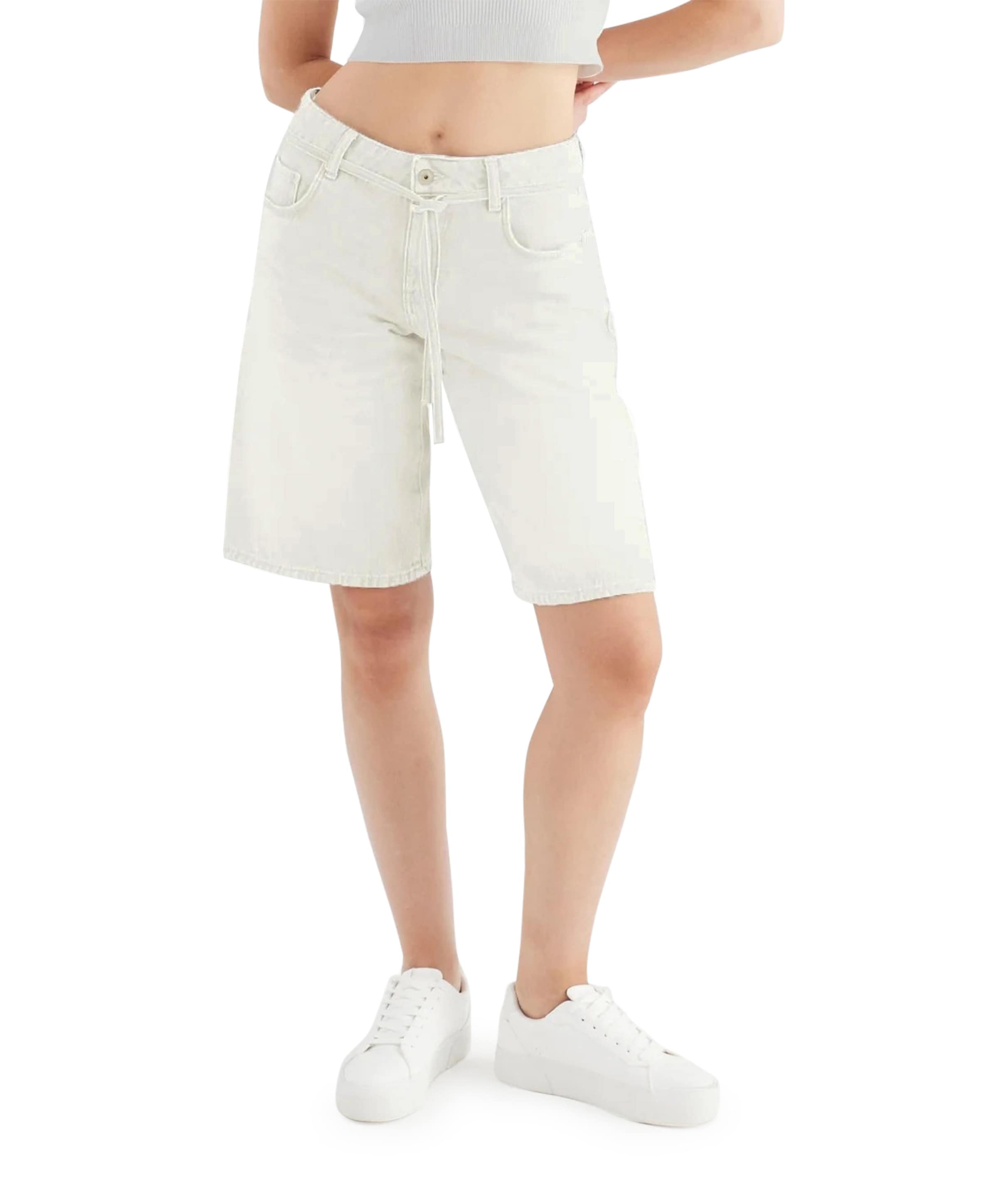 wide straight dames jorts ecru