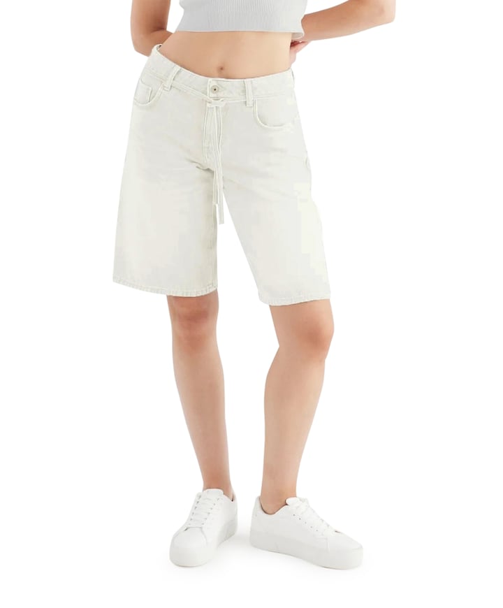 wide straight dames jorts ecru