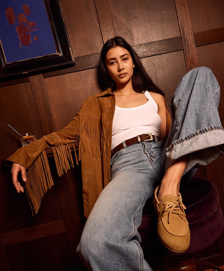 Brushed boat mocassins beige