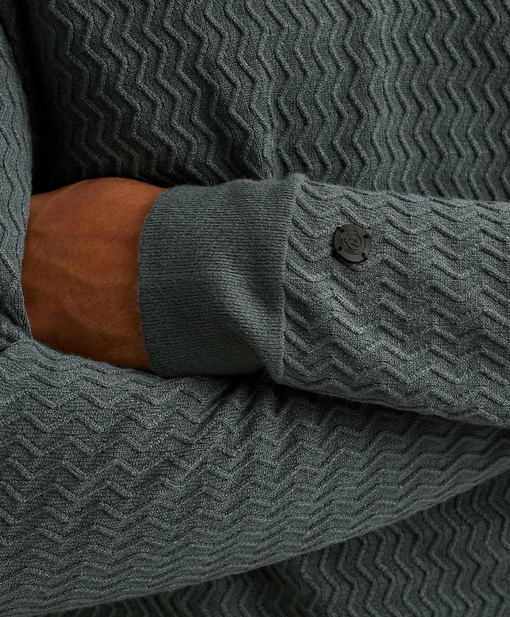 Heren trui met rits blauw