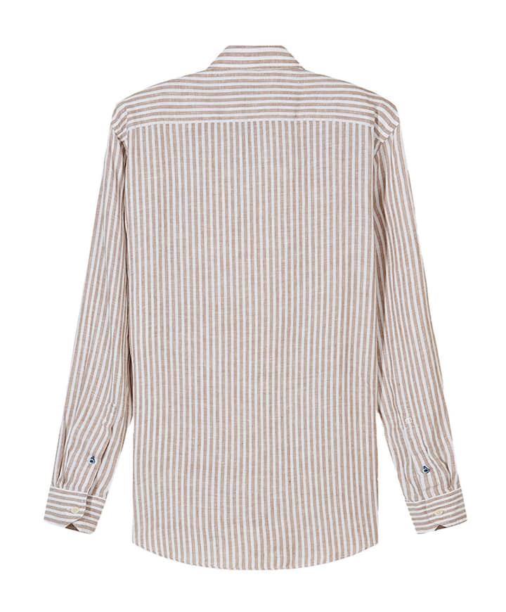 Heren overhemd lange mouw bruin