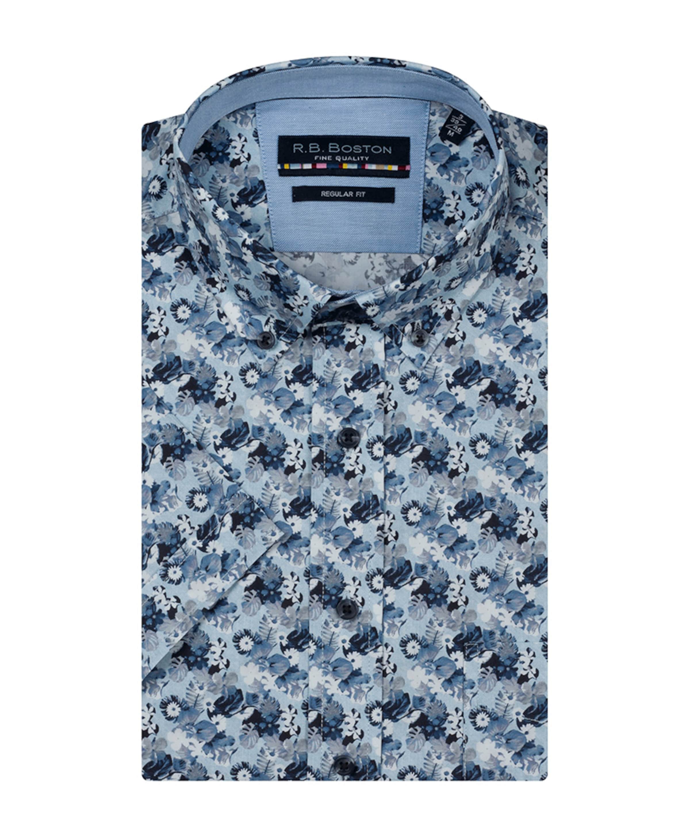 Heren overhemd korte mouw blauw