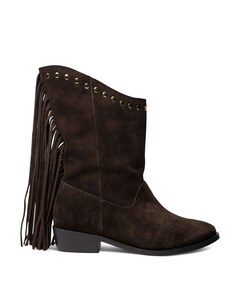 Fringe enkellaarzen bruin