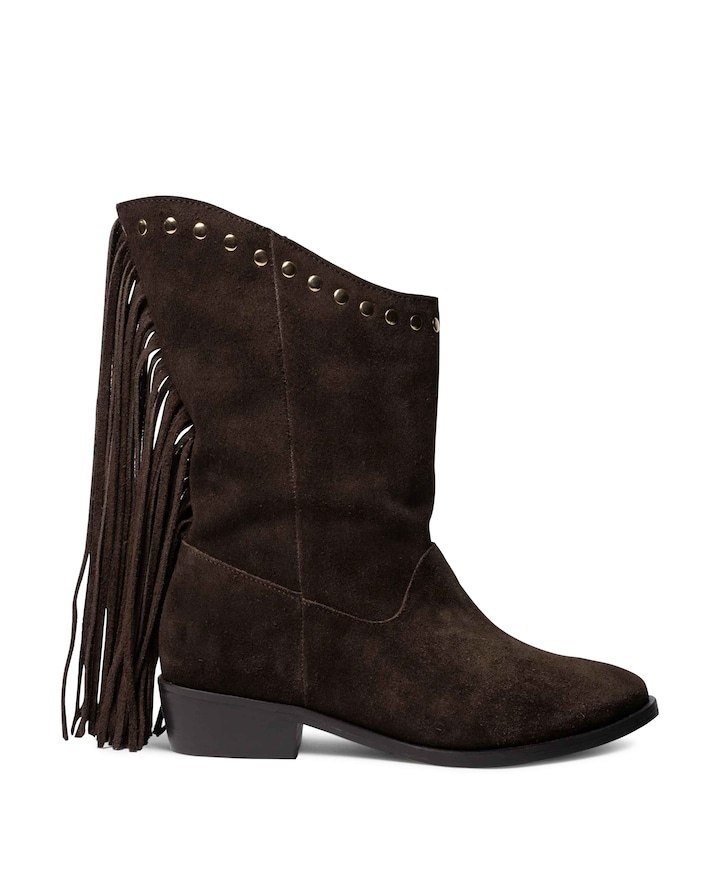 Fringe enkellaarzen bruin