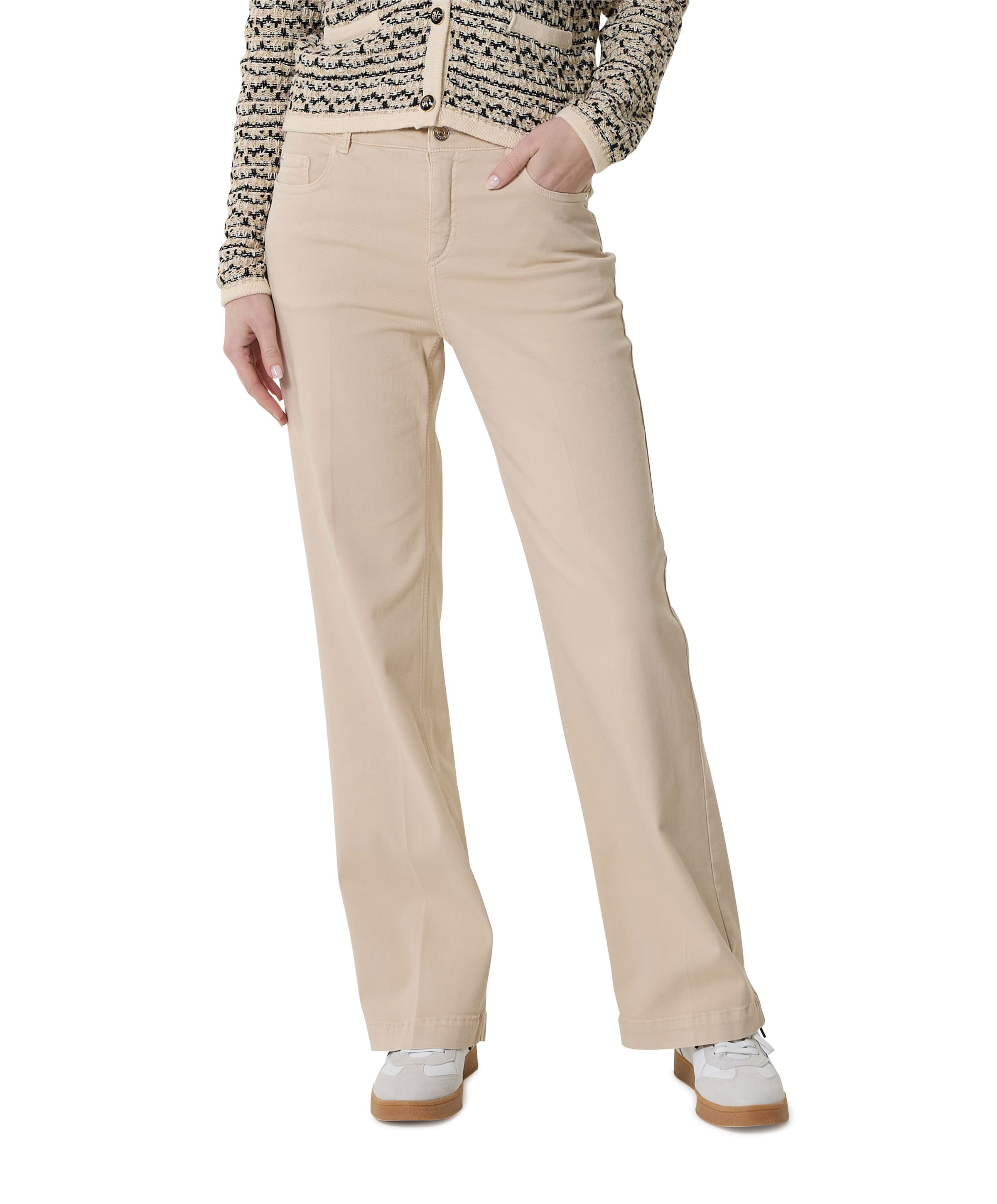 Wide leg Feminine broek beige