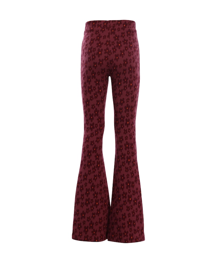 Little jacquard flare meisjes broek paars