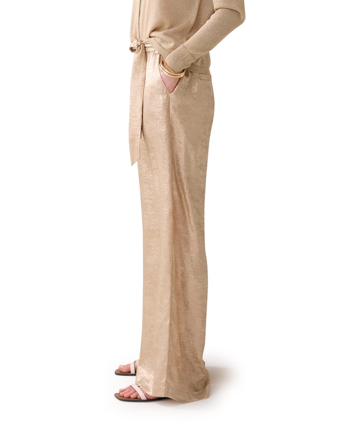 Metallic Lamee broek beige