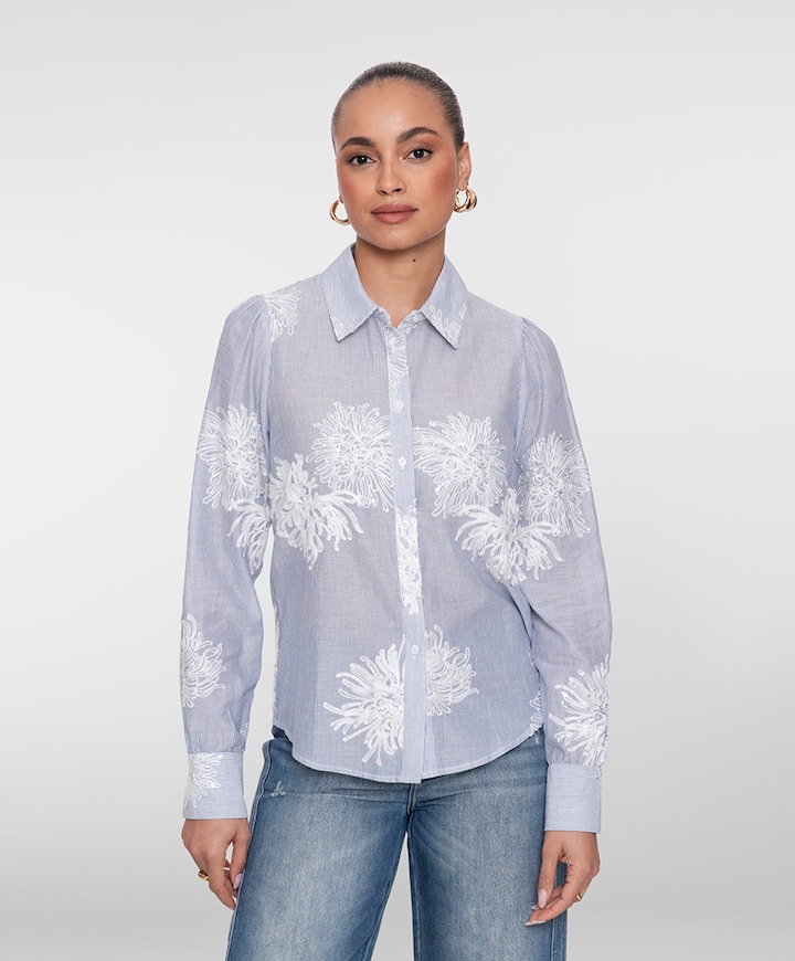 Dames blouse blauw
