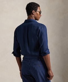 Heren overhemd lange mouw blauw