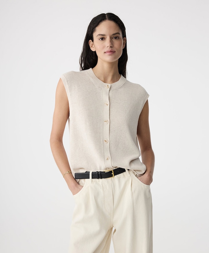 Dames vest beige