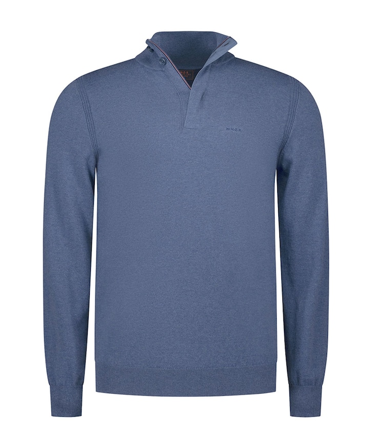 Heren trui met rits blauw
