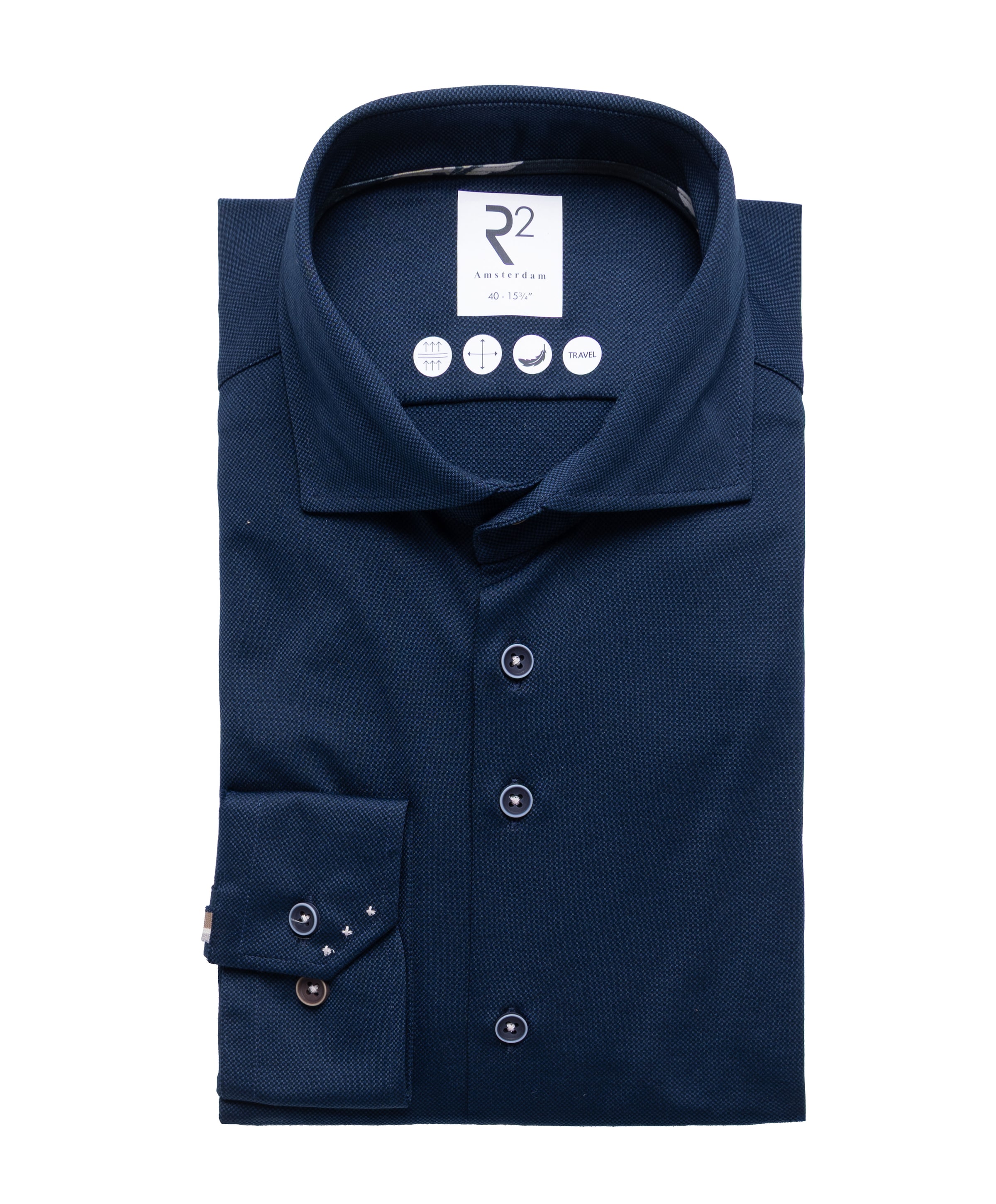 Heren overhemd lange mouw blauw