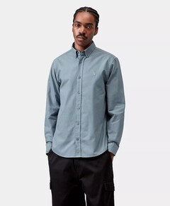 Heren overhemd lange mouw blauw