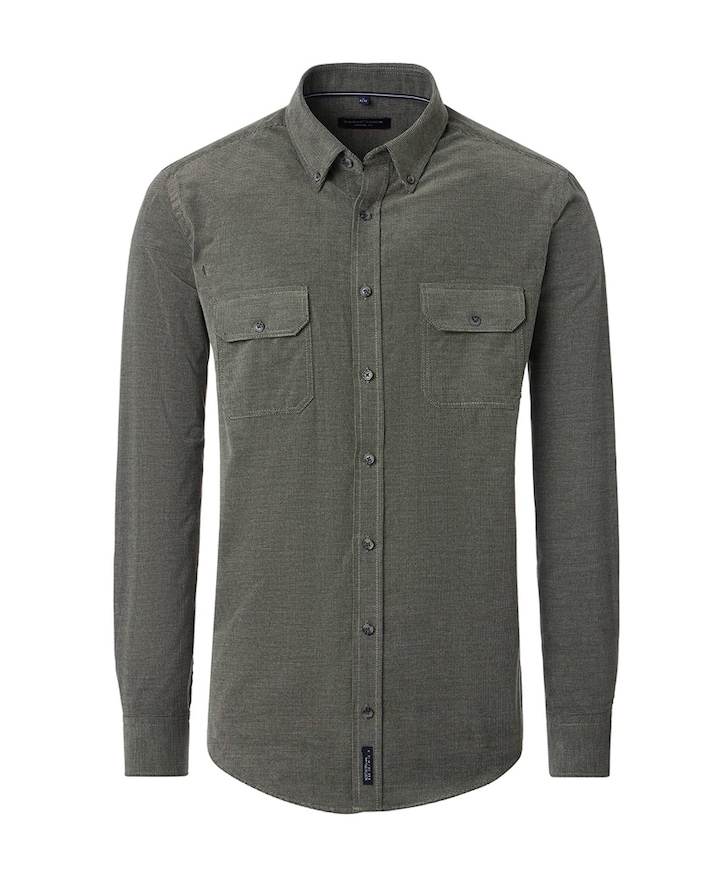 Heren overhemd lange mouw groen