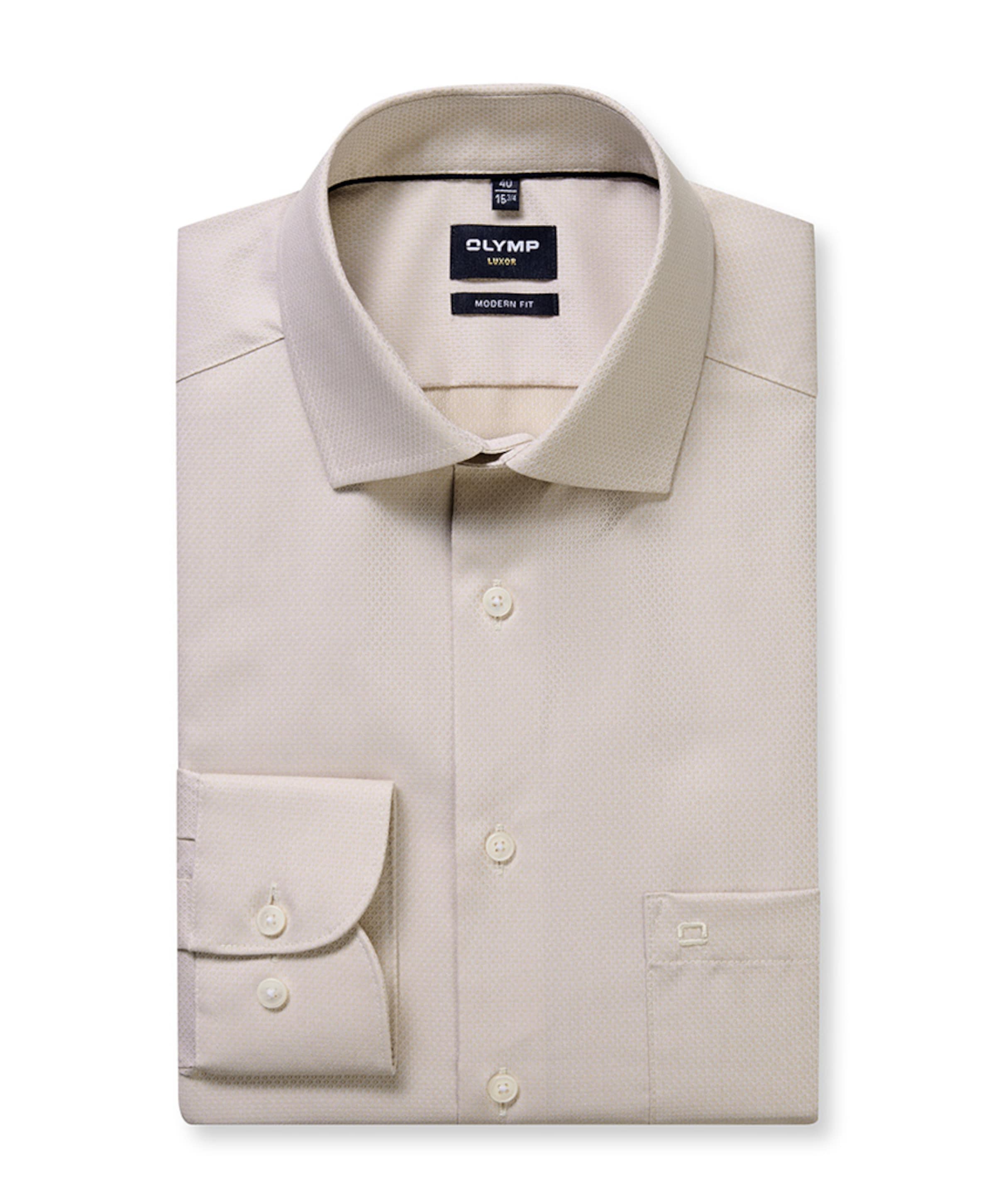 Heren overhemd lange mouw beige