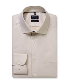 Heren overhemd lange mouw beige